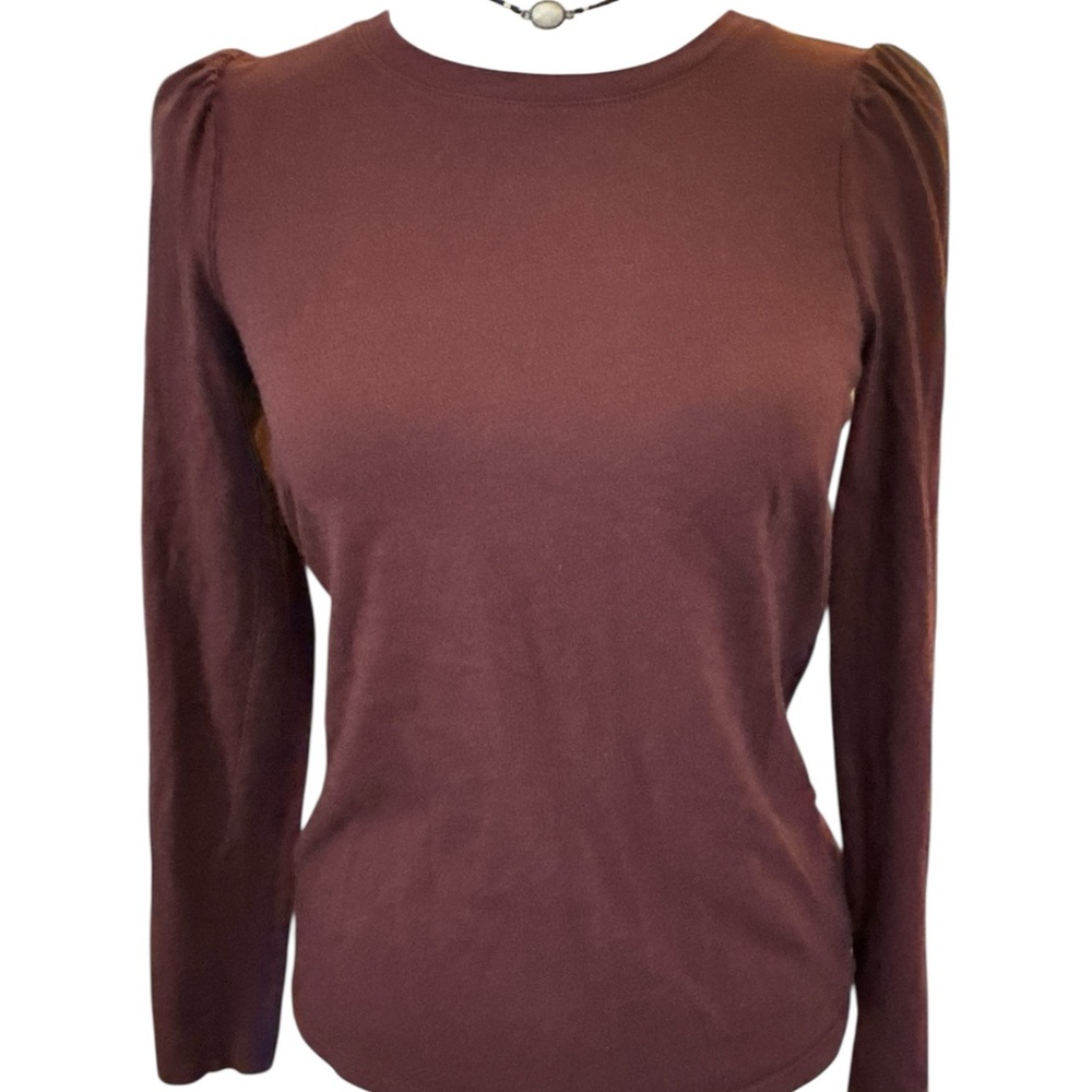 3/$15 🔥Madewell Maroon Long Sleeve Top with Puff Sleeves XS